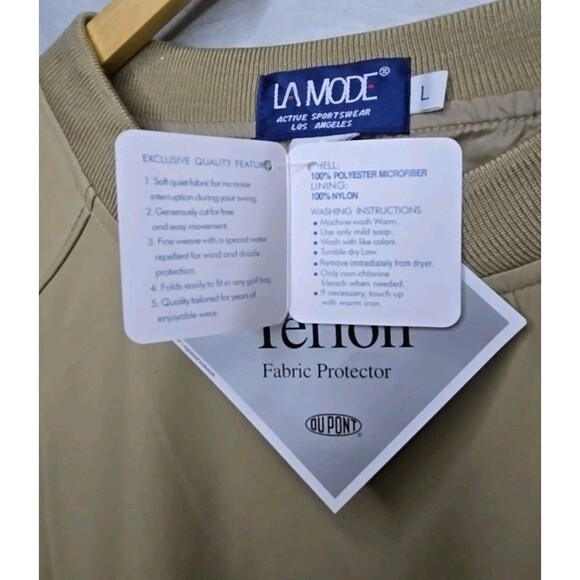 Vtg La Mode Active Sportswear Windbreaker Golf, Sz Large, DA Veterans, Tan, NWT - Picture 9 of 9